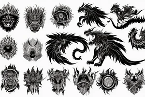 Mystical lion dragon shaman pegasus
Lions mane
Dragons wings
Dragons claws
Crystall ball
Vertical
Dark
Spiritual tattoo idea