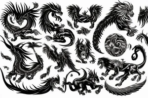 Mystical lion dragon shaman pegasus
Lions mane
Dragons wings
Dragons claws
Crystall ball
Vertical
Dark
Spiritual tattoo idea