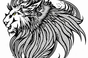 Mystical lion dragon shaman pegasus
Lions mane
Dragons wings
Dragons claws
Crystal ball
Vertical orientation
Vertically stacked
Dark
Spiritual
Simple lines tattoo idea