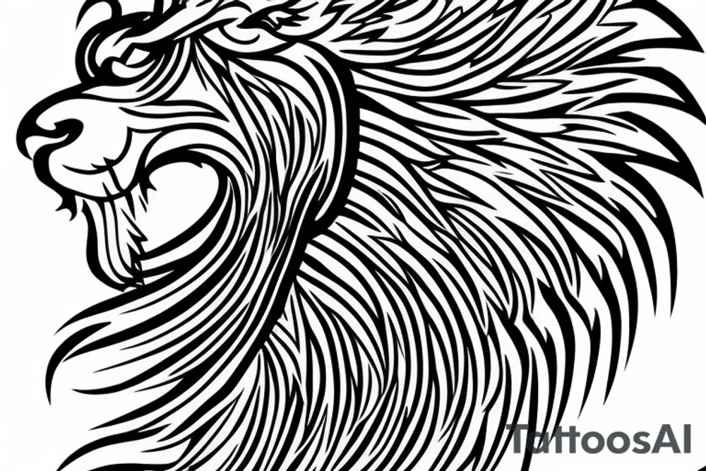 Mystical lion dragon shaman pegasus
Lions mane
Dragons wings
Dragons claws
Crystal ball
Vertical orientation
Vertically stacked
Dark
Spiritual
Simple lines
No white lines
White background tattoo idea