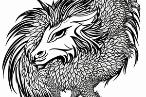 Mystical lion dragon shaman pegasus
Lions mane
Dragons wings
Dragons claws
Crystal ball
Vertical orientation
Vertically stacked
Dark
Spiritual
No white lines
White background tattoo idea