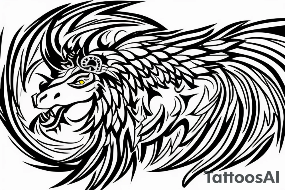 Mystical lion dragon shaman pegasus
Lions mane
Dragons wings
Dragons claws
Crystal ball
Vertical orientation
Vertically stacked
Dark
Spiritual
No white lines
White background tattoo idea