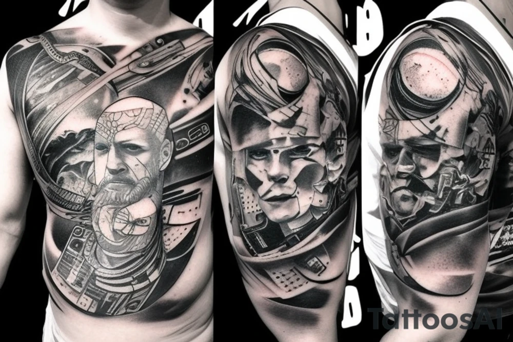 space, sport, Syfy, galaxy, cyberpunk tattoo idea