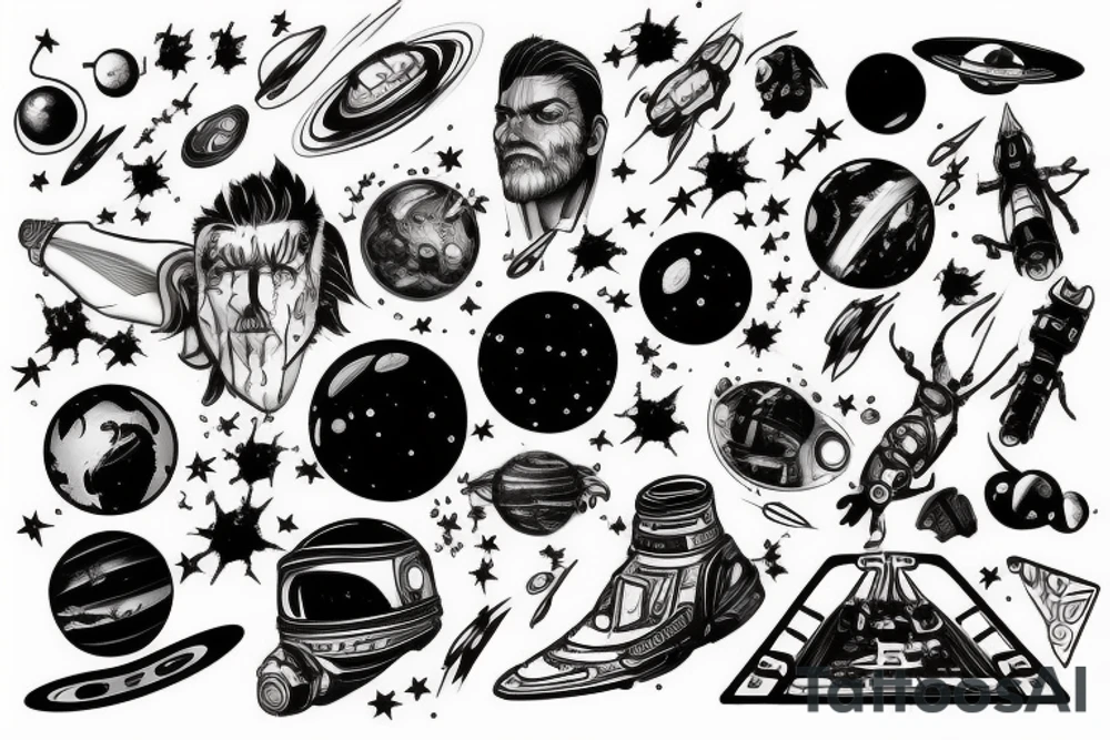 space, sport, Syfy, galaxy, cyberpunk tattoo idea
