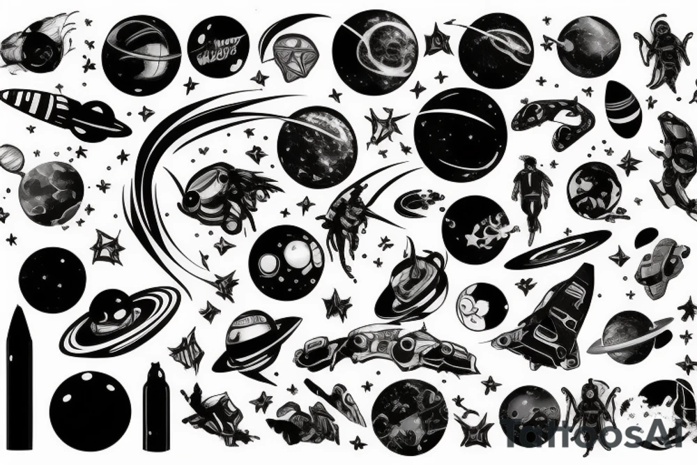 space, sport, Syfy, galaxy, cyberpunk tattoo idea