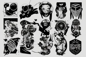 space, sport, Syfy, galaxy, cyberpunk tattoo idea