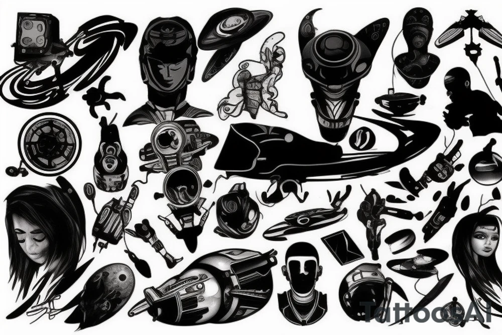 space, sport, Syfy, galaxy, cyberpunk tattoo idea