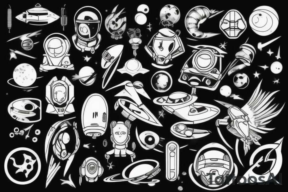 space, sport, Syfy, galaxy, cyberpunk, steampunk tattoo idea