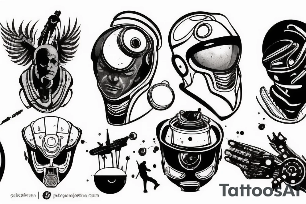 space, sport, Syfy, galaxy, cyberpunk, steampunk tattoo idea