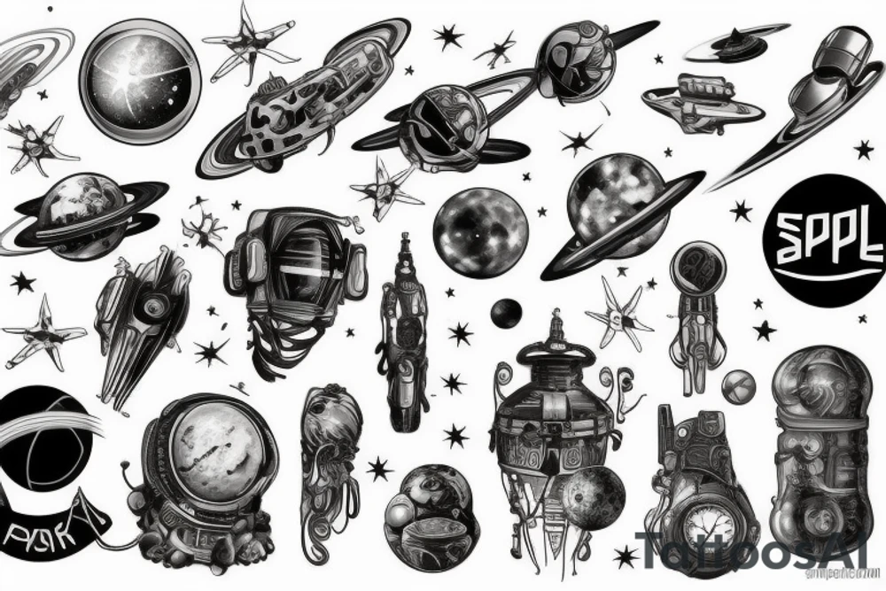 space, sport, Syfy, galaxy, 
steampunk tattoo idea