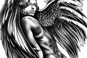 Black male angel tattoo idea