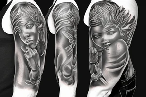 Black male angel tattoo idea