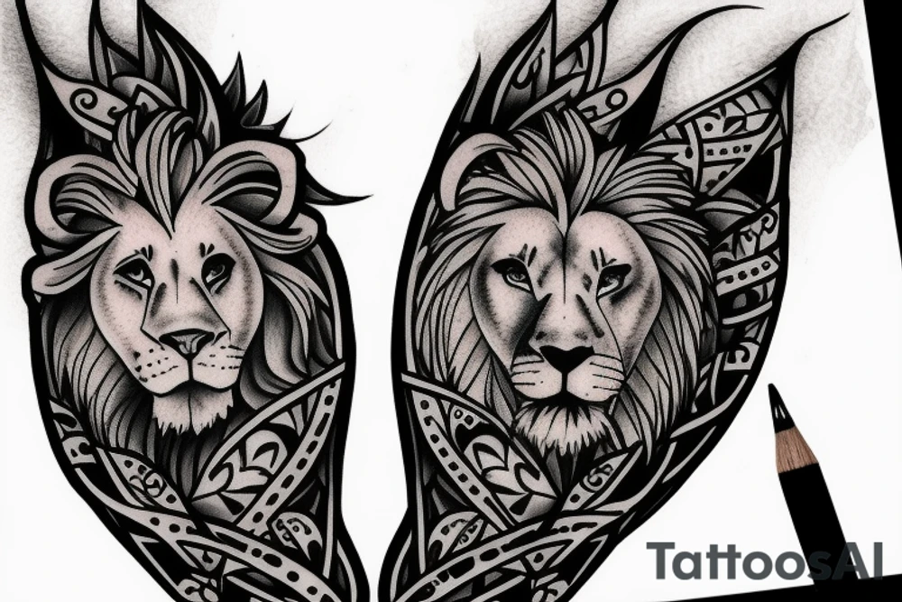 Lion and lamb together tattoo idea
