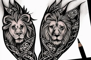 Lion and lamb together tattoo idea