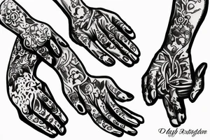 Praying hands with prayer beads tattoo idea