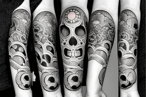 Skull with a sunrise tattoo idea