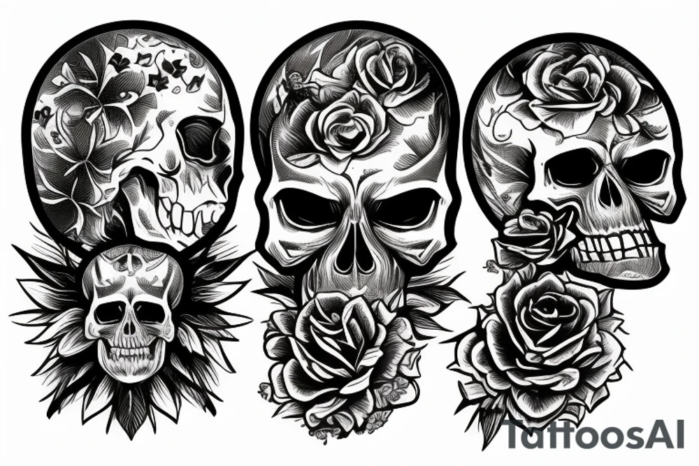Skull with a sunrise tattoo idea