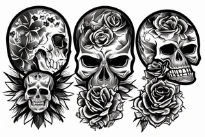 Skull with a sunrise tattoo idea