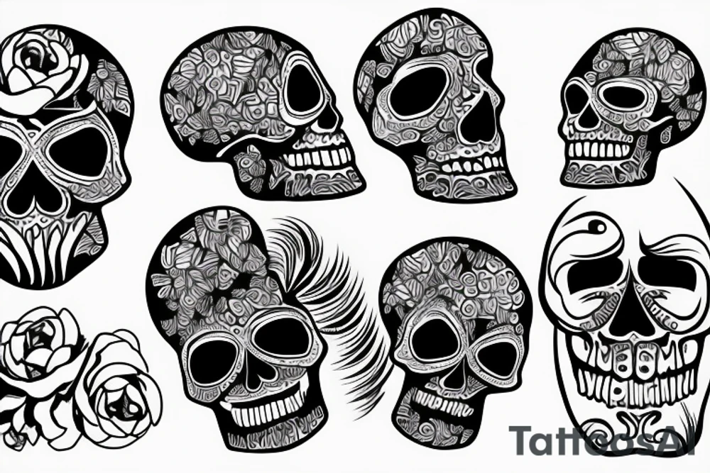 Skull with a sunrise tattoo idea