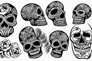 Skull with a sunrise tattoo idea