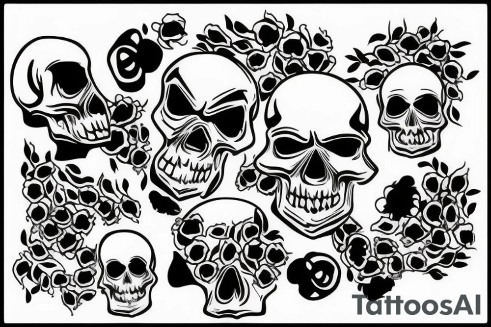 Skull with a sunrise tattoo idea
