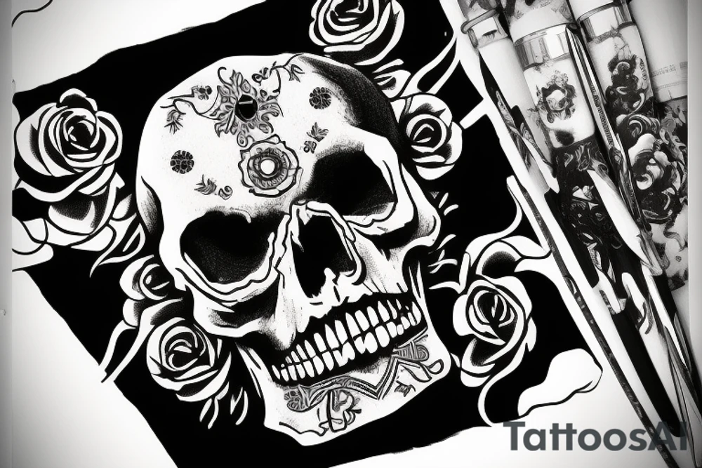 Skull with a sunrise tattoo idea