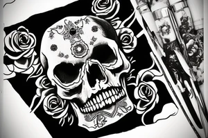 Skull with a sunrise tattoo idea