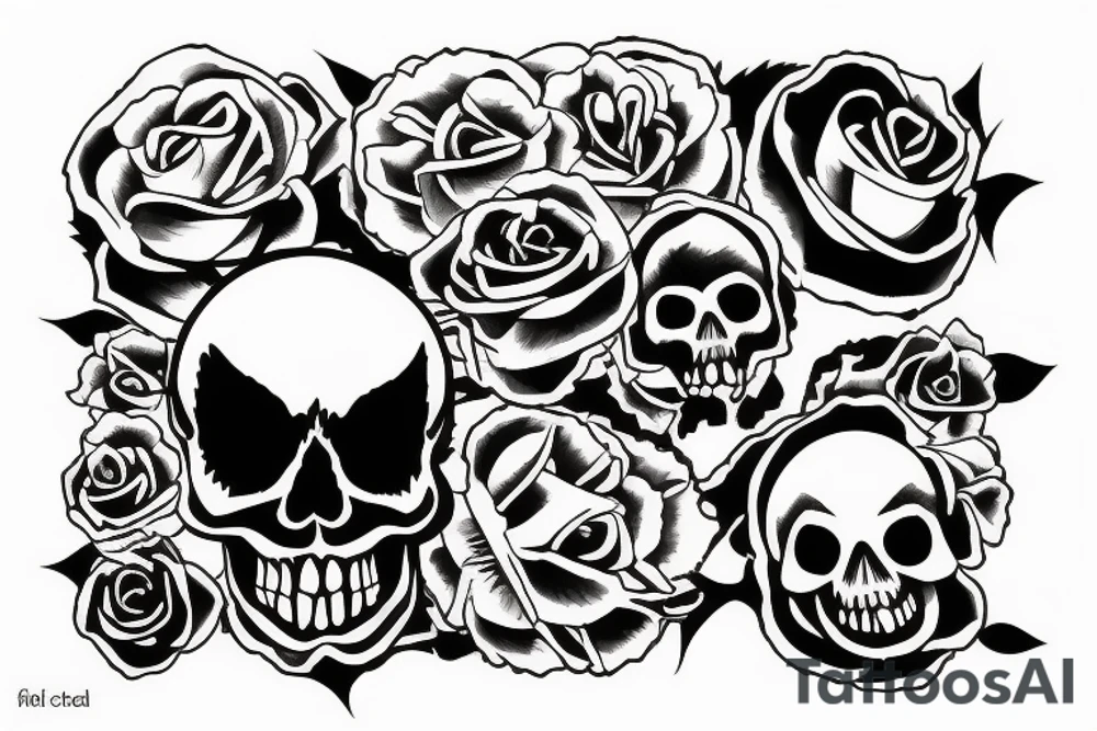 Skull with a sunrise tattoo idea