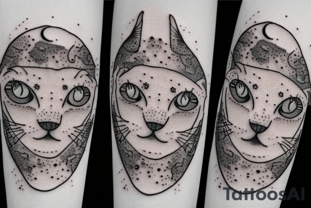 Moon and cat tattoo idea