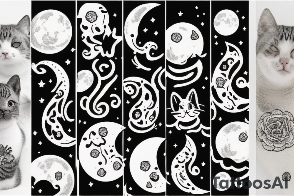 Moon and cat tattoo idea