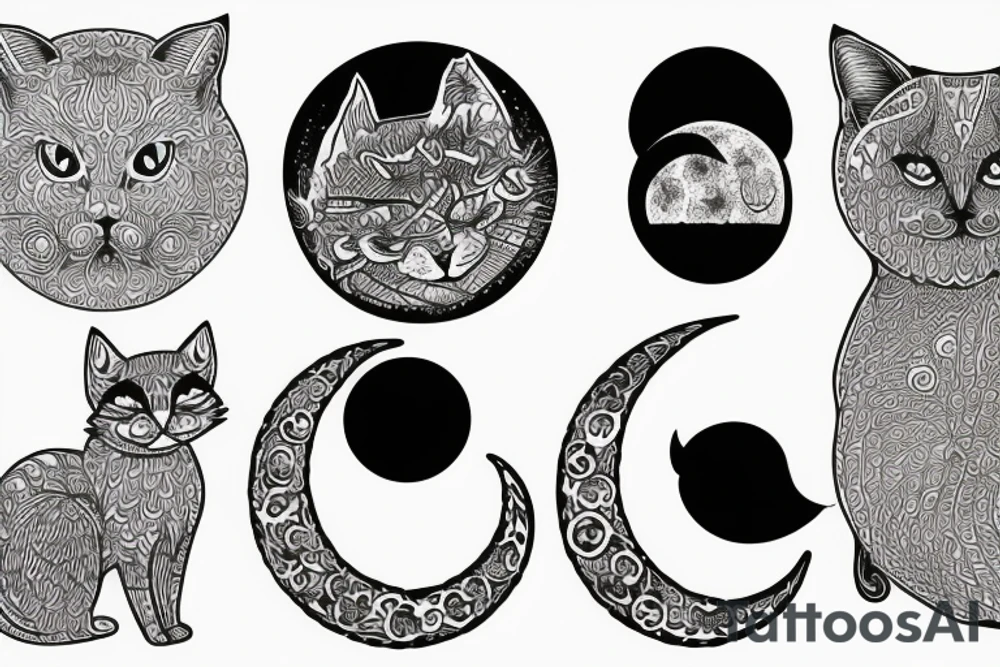 Moon and cat tattoo idea