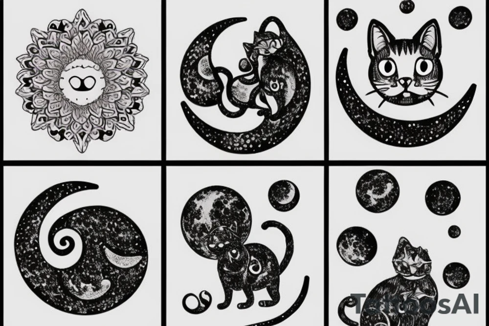 Moon and cat tattoo idea