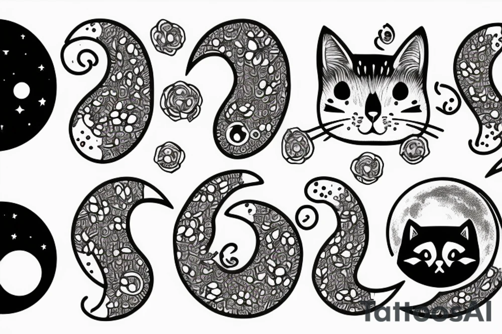 Moon and cat tattoo idea
