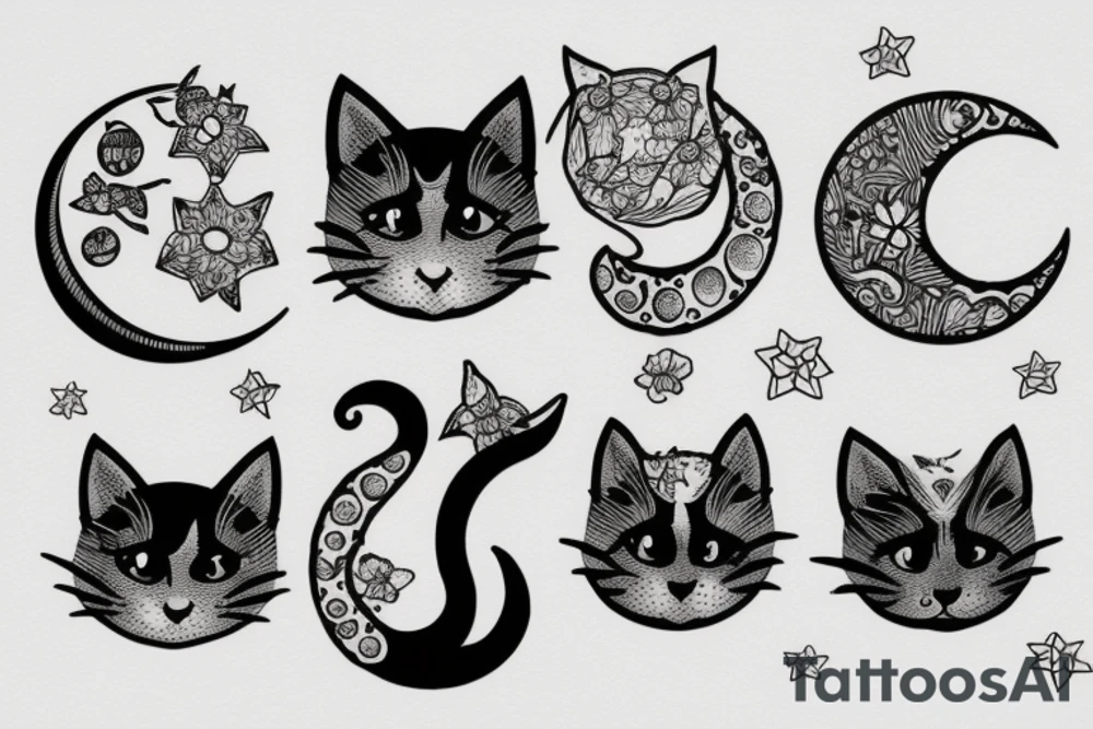 Moon and cat tattoo idea