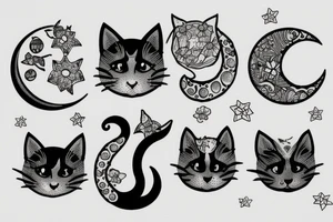 Moon and cat tattoo idea