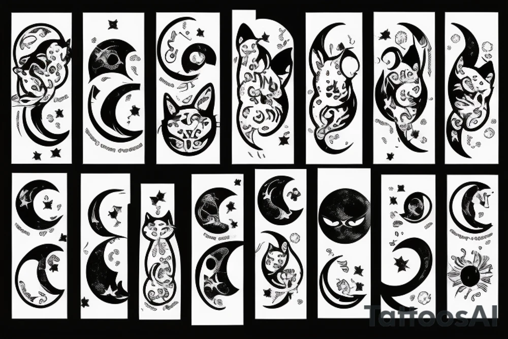 Moon and cat tattoo idea