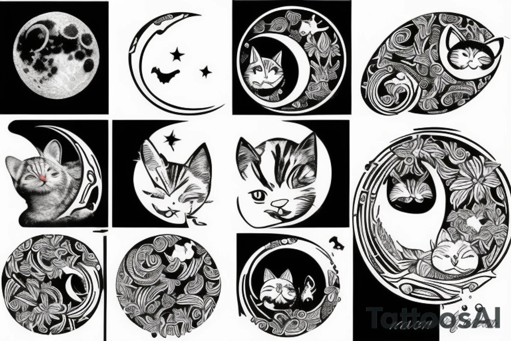 Moon and cat tattoo idea
