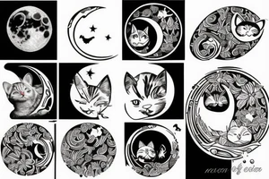 Moon and cat tattoo idea
