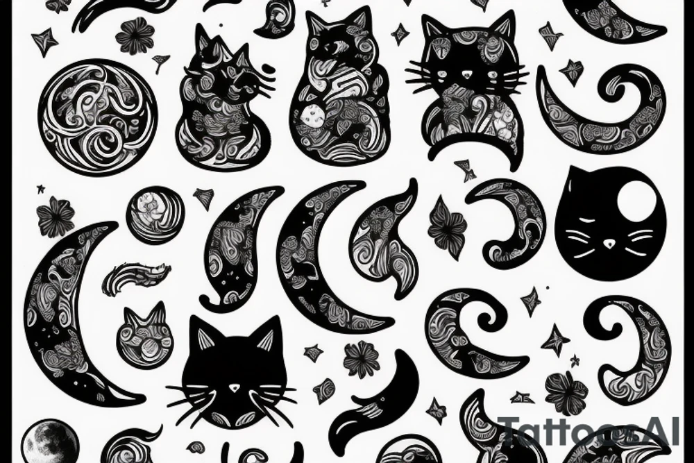 Moon and cat tattoo idea