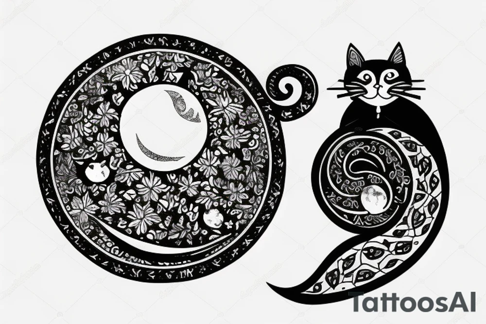 Moon and cat tattoo idea