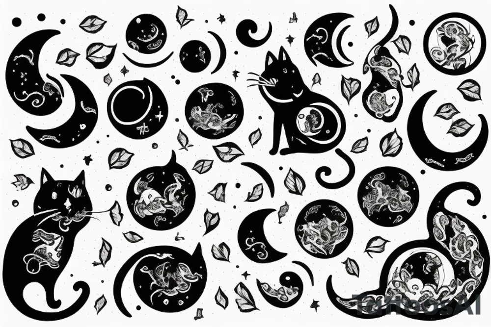 Moon and cat tattoo idea
