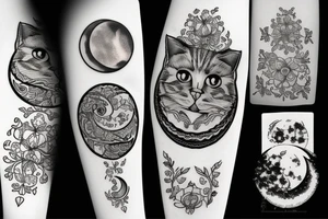 Moon and cat tattoo idea