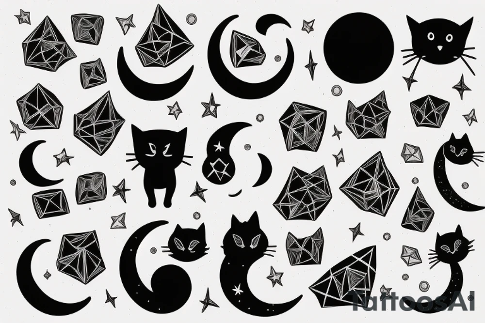 Moon and cat tattoo idea