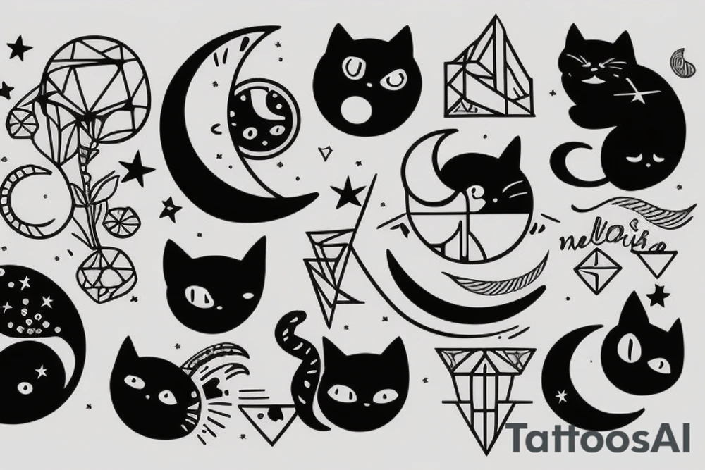 Moon and cat tattoo idea