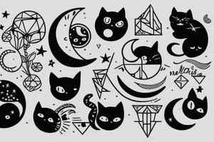 Moon and cat tattoo idea