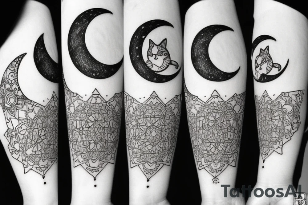 Moon and cat tattoo idea