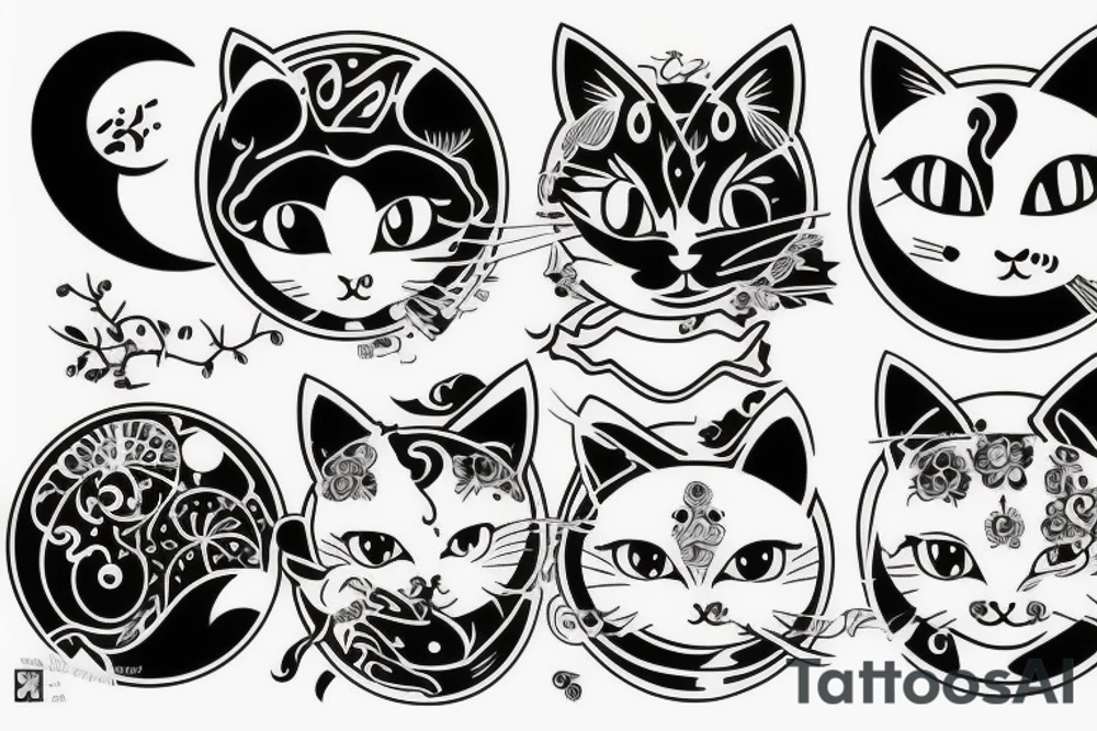 Moon and cat tattoo idea