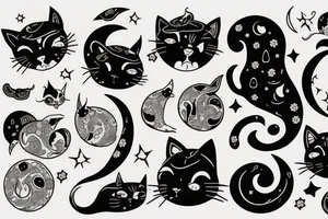 Moon and cat tattoo idea