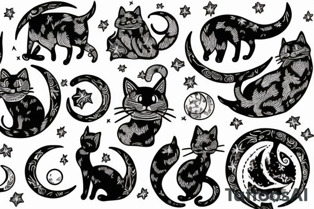 Moon and cat tattoo idea