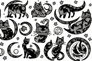 Moon and cat tattoo idea